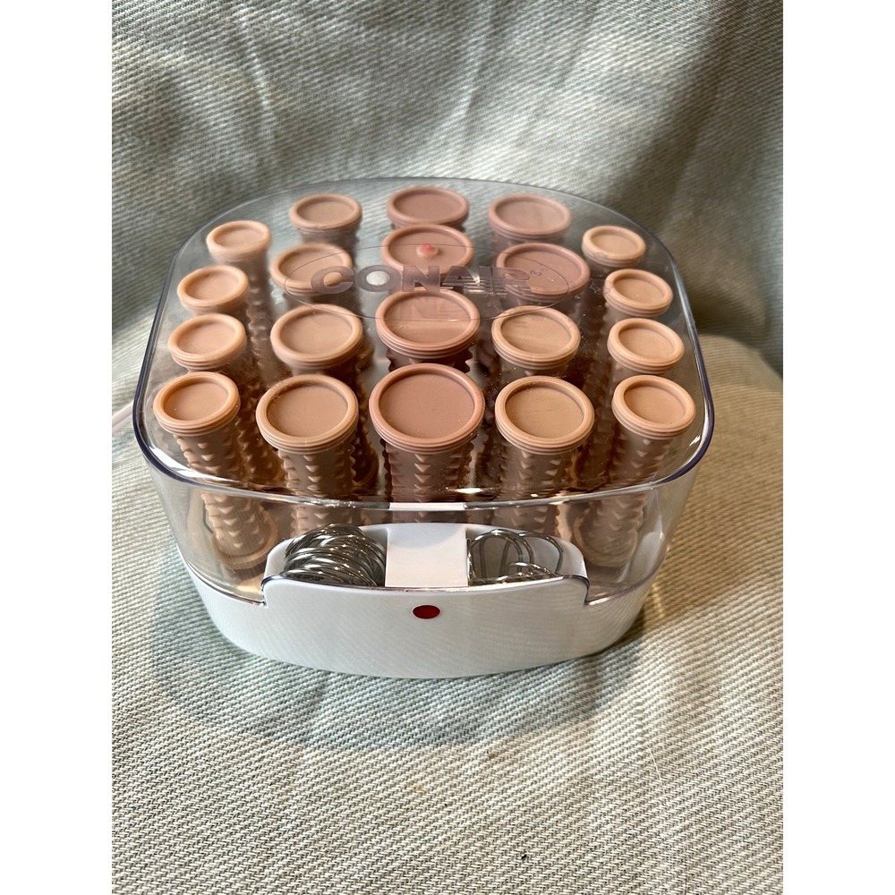 Conair Travel Hot Rollers Set CNR4 Pink White 20 Mixed Sizes Indicator Light